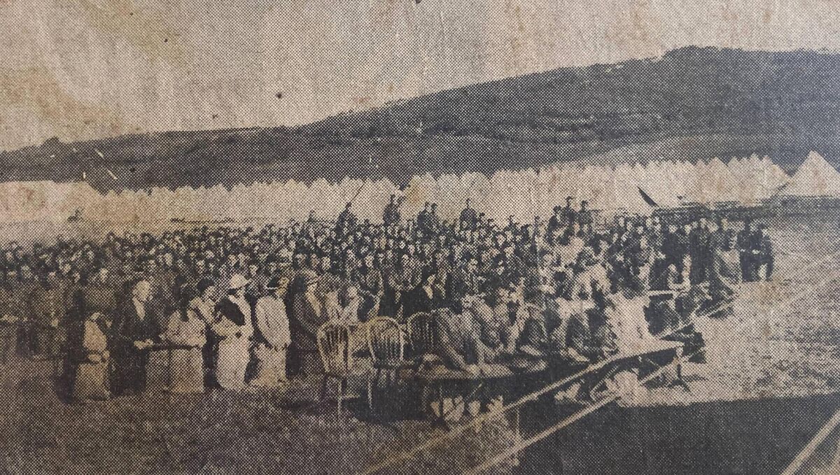 Mass at a volunteer training camp at Summerfield, Youghal Mass at a volunteer training camp at Summerfield, Youghal