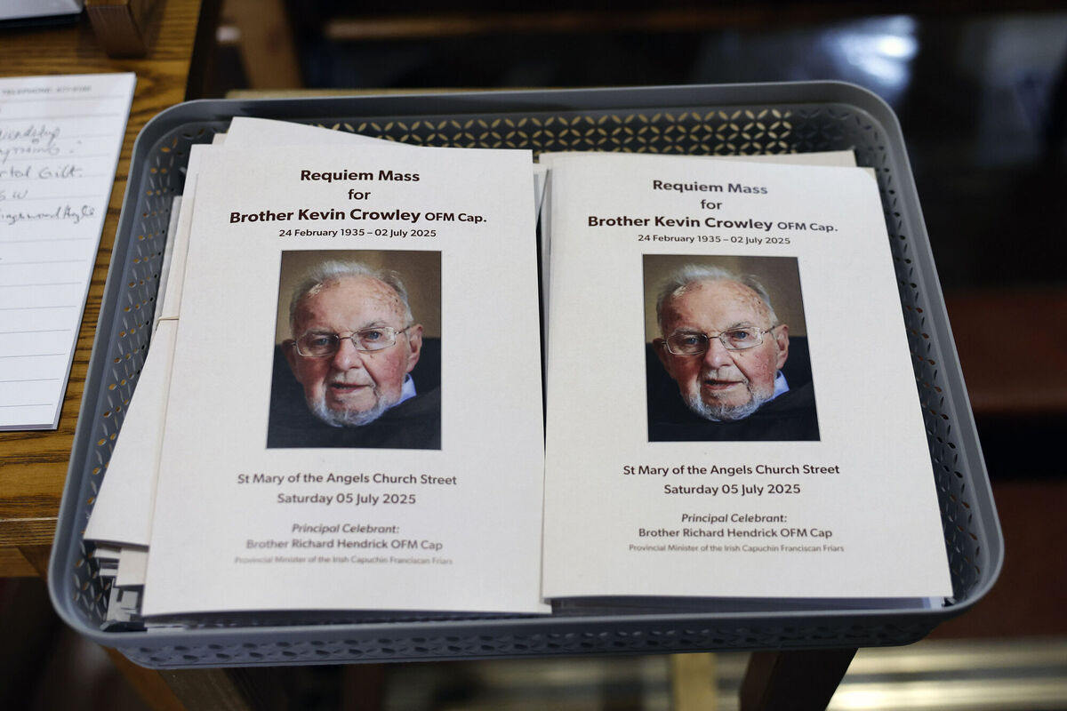 The order of service for the funeral mass of Brother Kevin Crowley. Photo: Conor Ó Mearáin /PA Wire