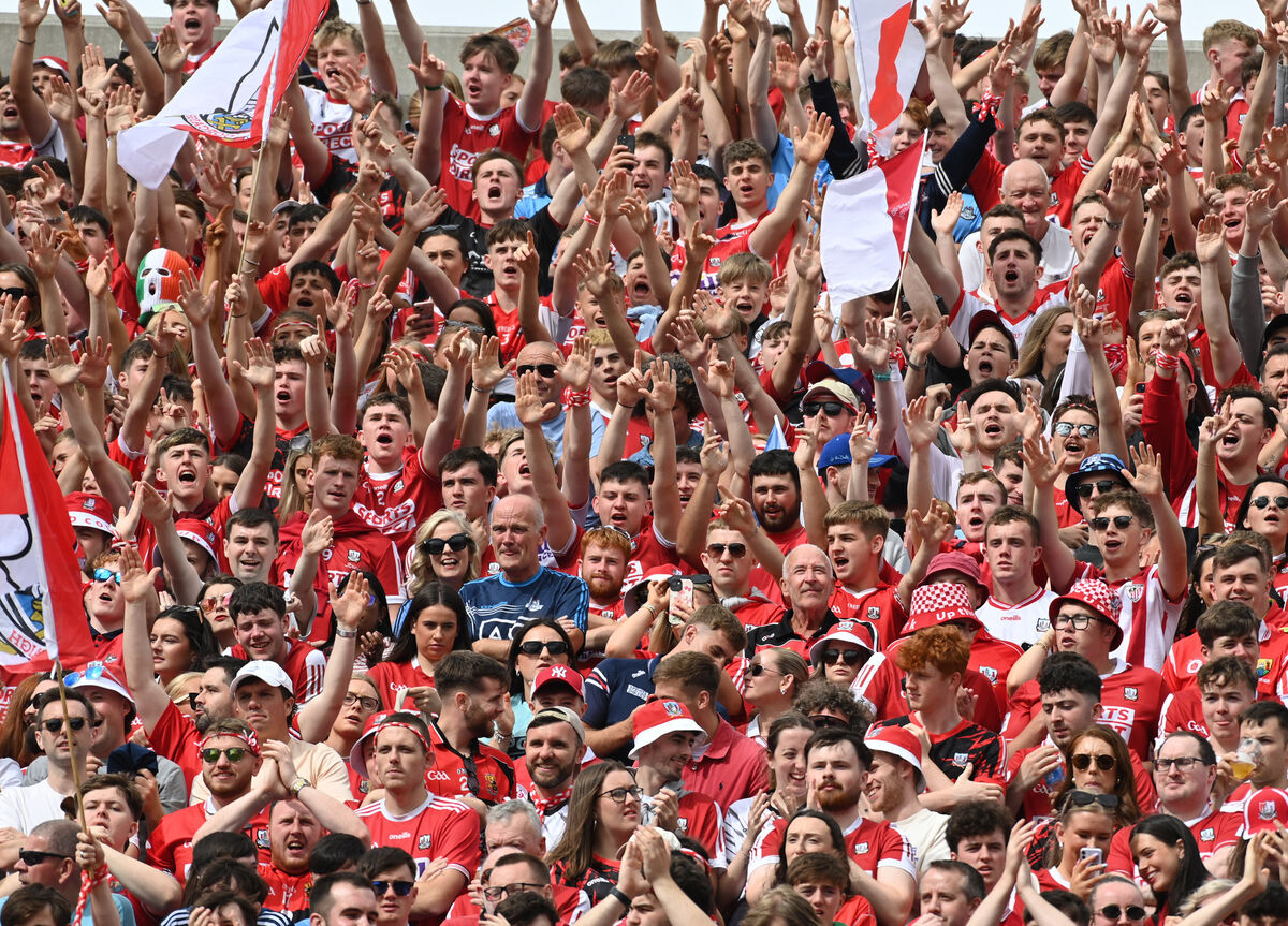 Cork fans on Hill 16 during the All-Ireland SHC semi-final. Picture: Eddie O'Hare
