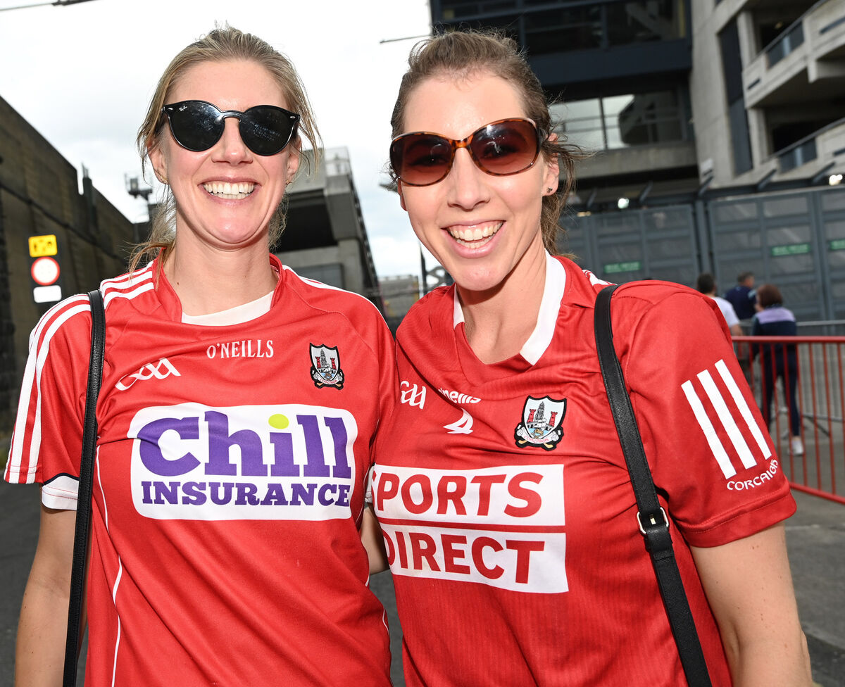 Cork fans Deirdre Collins, Durrus and Claire O'Regan, Rosscarbery at the All-Ireland SHC semi final against Dublin at Croke park . Picture: Eddie O'Hare