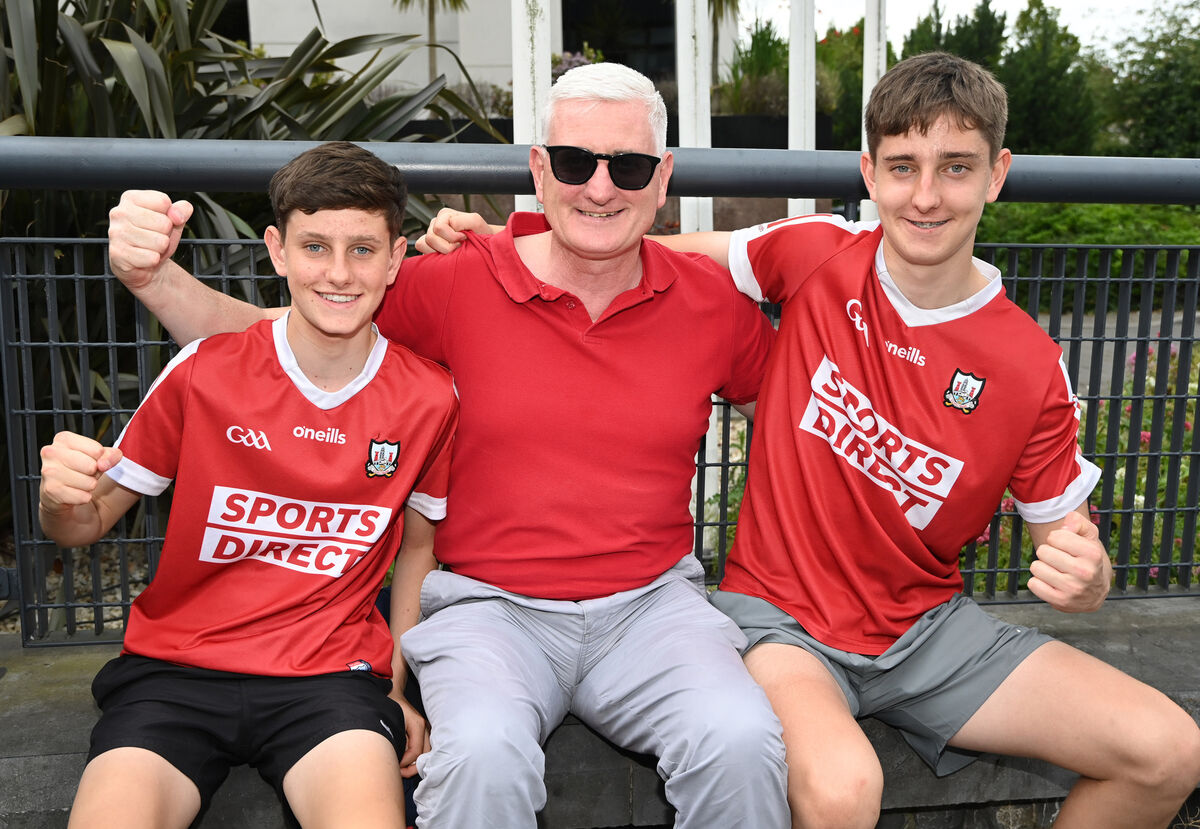 Cork fans Kevin Wilson and his sons Matthew and Luke from Douglas at the All-Ireland SHC semi final against Dublin at Croke park . Picture: Eddie O'Hare Cork fans Kevin Wilson and his sons Matthew and Luke from Douglas at the All-Ireland SHC semi final against Dublin at Croke park . Picture: Eddie O'Hare