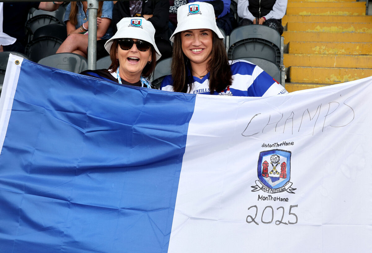  Jeanette Cummins and Hayley O'Connor, Ballyphehane supporters, celebrate the win. Picture: Jim Coughlan