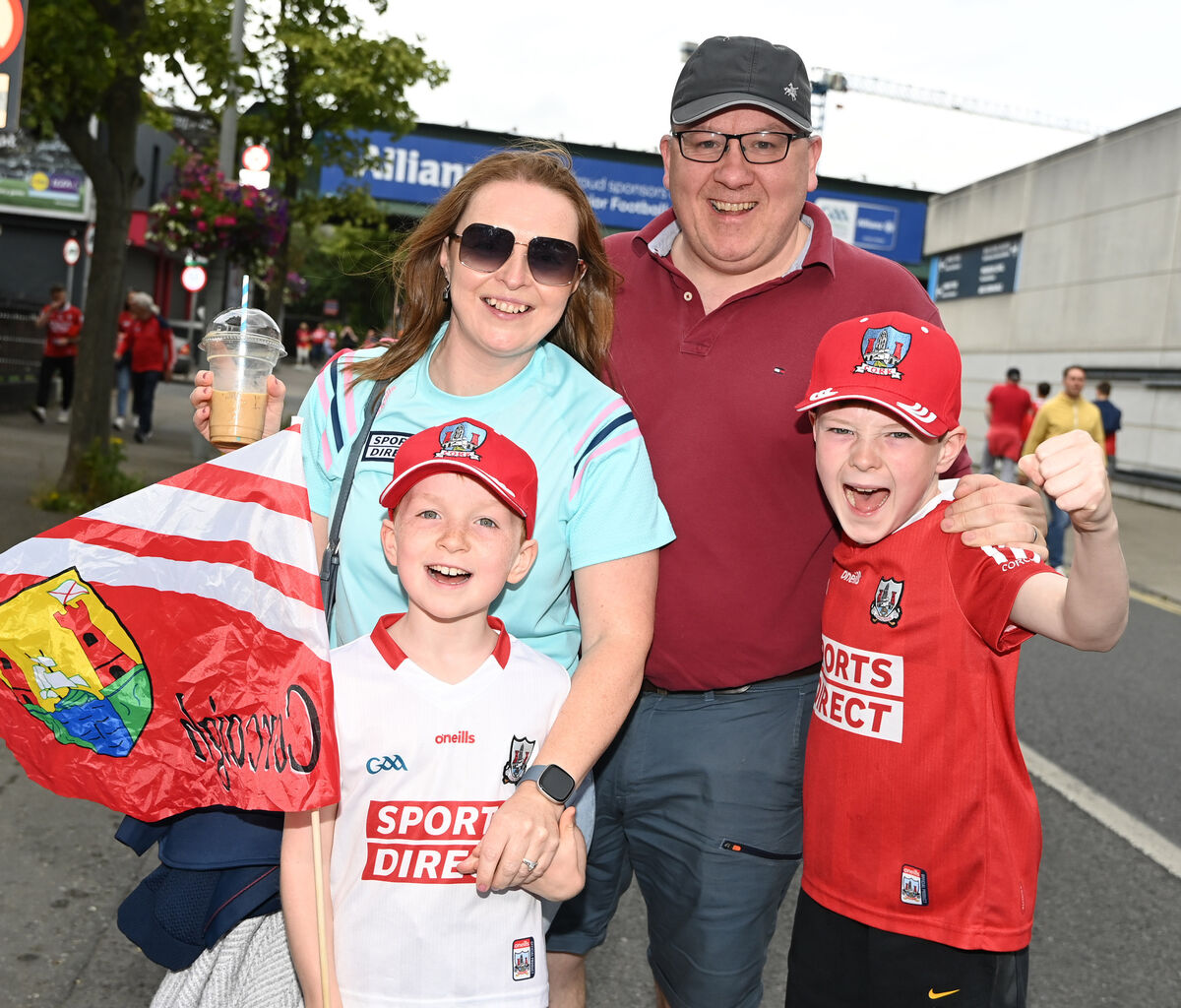 Cork fans Seán, Sarah, Darragh and Oisín O'Brien from Dunmanway at Saturday's All-Ireland SHC semi-final against Dublin at Croke Park. Picture: Eddie O'Hare Cork fans Seán, Sarah, Darragh and Oisín O'Brien from Dunmanway at Saturday's All-Ireland SHC semi-final against Dublin at Croke Park. Picture: Eddie O'Hare