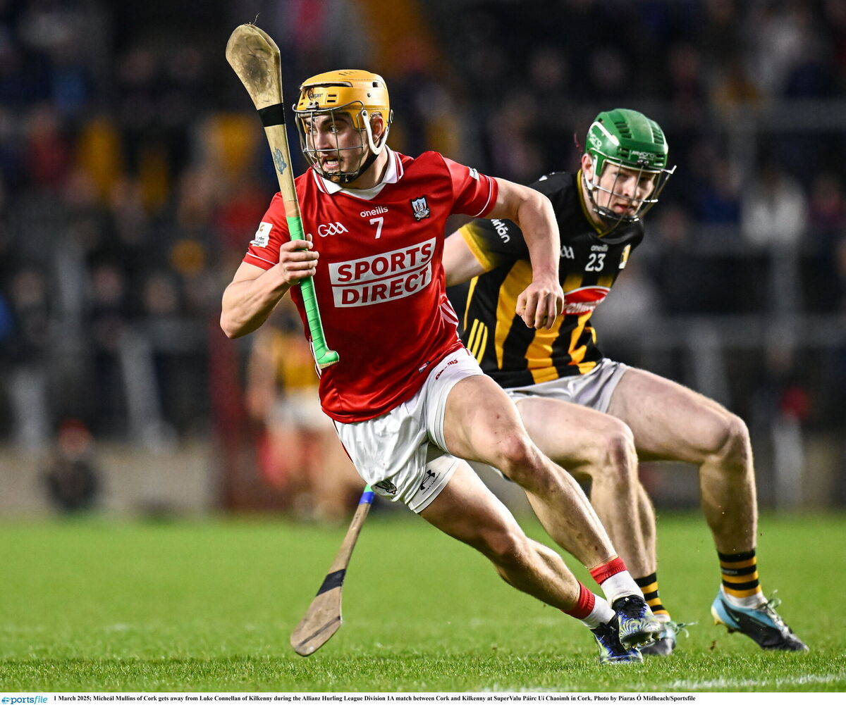 Micheál Mullins of Cork gets away from Luke Connellan of Kilkenny during the Allianz Hurling League Division 1A match between Cork and Kilkenny at SuperValu Páirc Uí Chaoimh in Cork. Picture: Piaras Ó Mídheach/Sportsfile