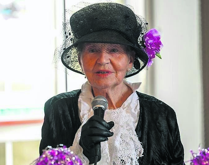 Joan Goggin, who plays Mother Jones each year, making a speech at the launch of the Mother Jones Festival at the Maldron Hotel Shandon. Picture by Noel Sweeney Joan Goggin, who plays Mother Jones each year, making a speech at the launch of the Mother Jones Festival at the Maldron Hotel Shandon. Picture by Noel Sweeney
