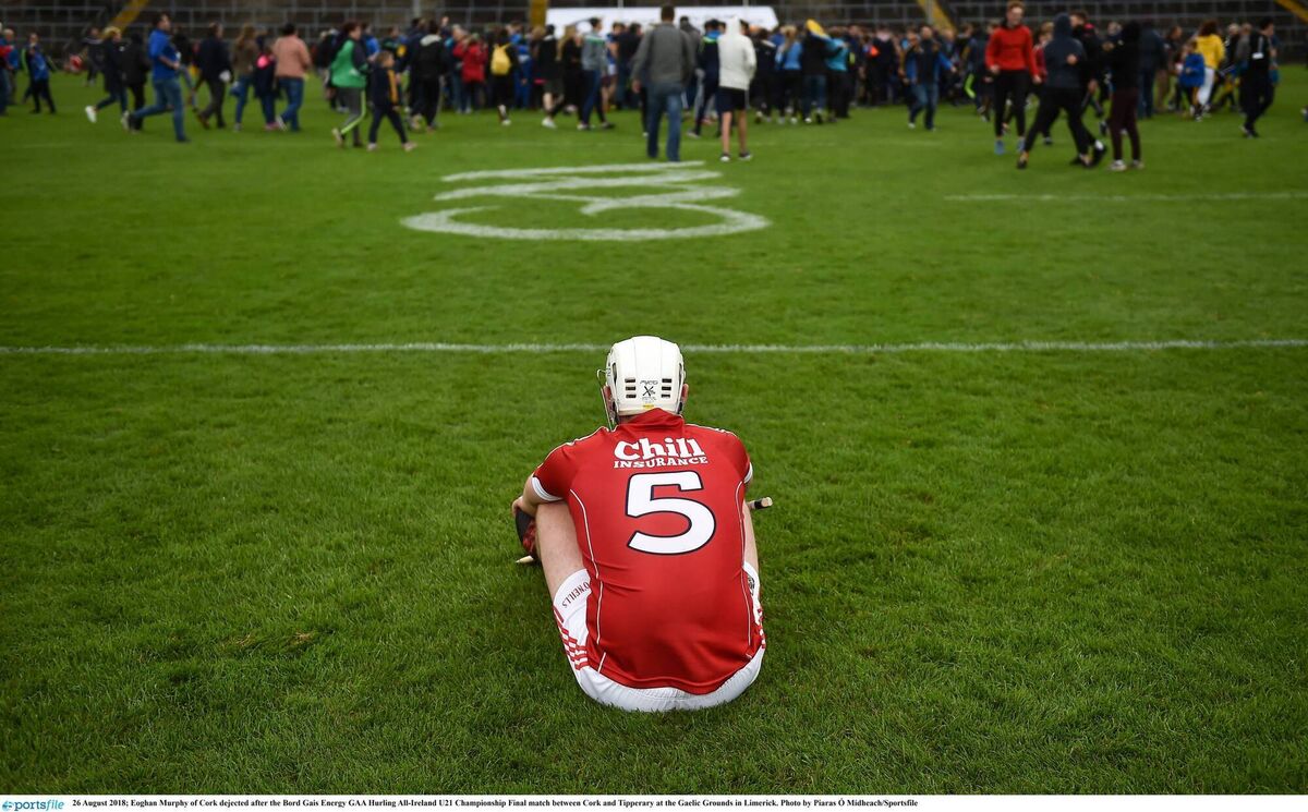 Eoghan Murphy of Cork, dejected after the final whistle. Picture: Piaras Ó Mídheach/Sportsfile