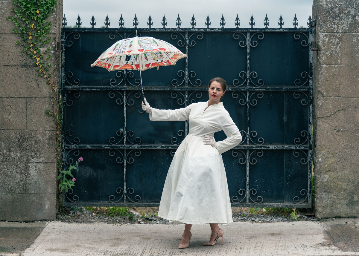 This model is wearing a design collaboration by students Rosemary Flynn and Mary Ann Browne. Picture: Belinda Sullivan