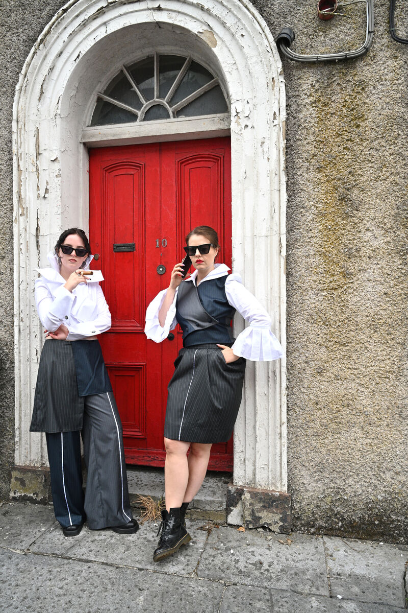 Models Roisin and Ellen showcasing designs by Pamela Sheehan. The Mallow College Of Design And Tailoring, Cork, Ireland is 35 years old. Picture: Larry Cummins