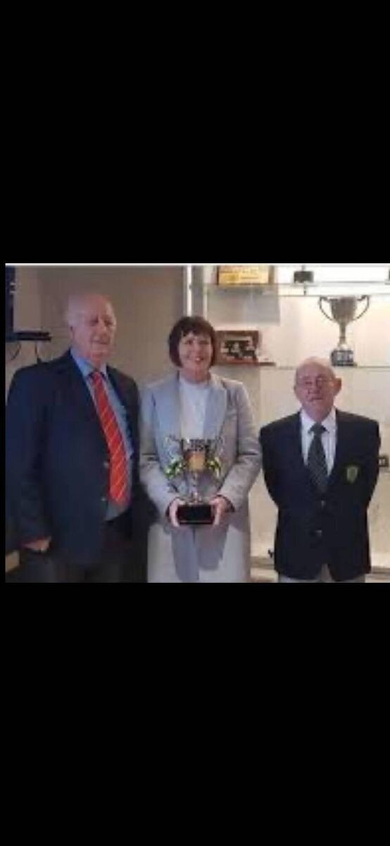 Cork Youth League chairman Sean O’Sullivan presents the U17 Tom O’Callaghan Cup to Linda O’Callaghan (Tom’s daughter) and John Delea at Rockmount clubhouse in 2020. KD Cork Youth League chairman Sean O’Sullivan presents the U17 Tom O’Callaghan Cup to Linda O’Callaghan (Tom’s daughter) and John Delea at Rockmount clubhouse in 2020. KD