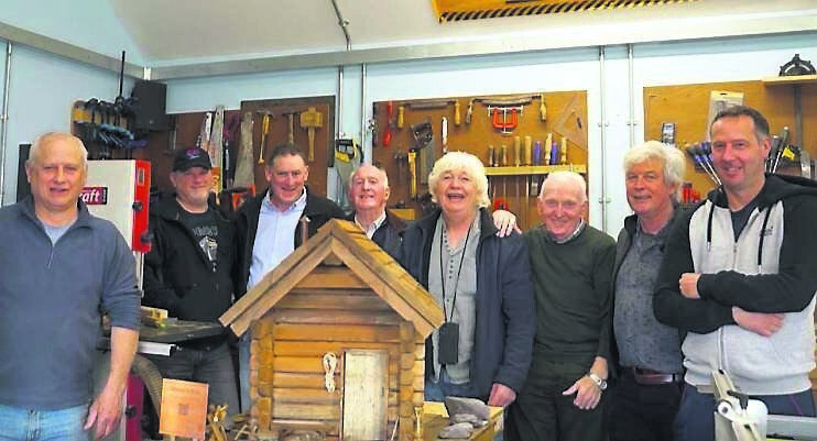 The Allihies Men’s Shed with the Roycrofts and the model miners’ hut. The Allihies Men’s Shed with the Roycrofts and the model miners’ hut.
