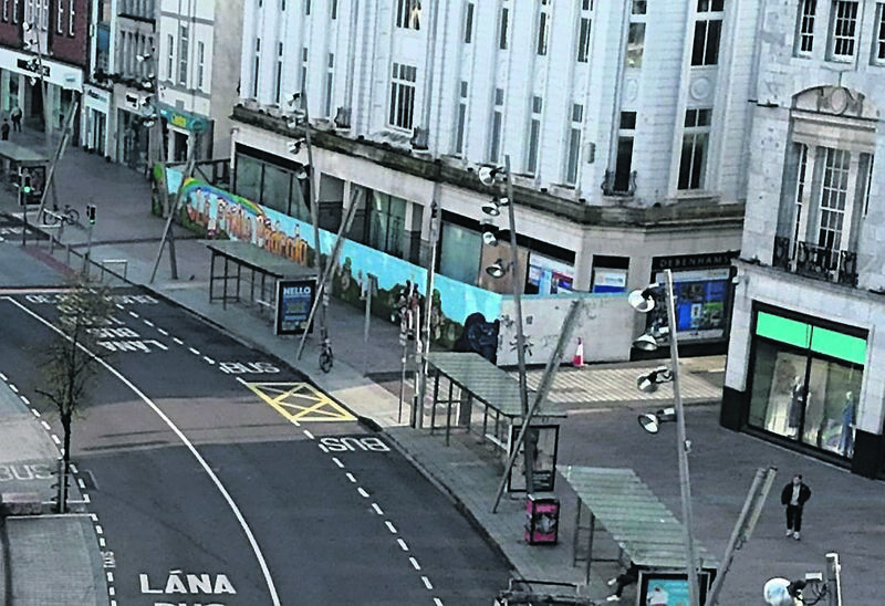 The hoarding around the front of the former Debenhams premises at Patrick Street. Picture: Larry Cummins
The hoarding around the front of the former Debenhams premises at Patrick Street. Picture: Larry Cummins