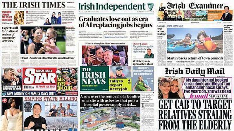 What the papers say: Thursday's front pages What the papers say: Thursday's front pages