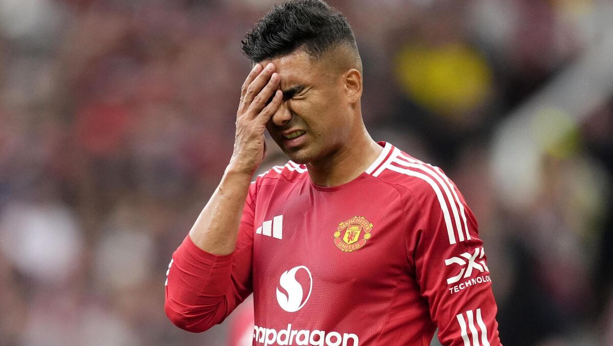 Manchester United's Casemiro dejected during the Premier League match at Old Trafford, Manchester last season.