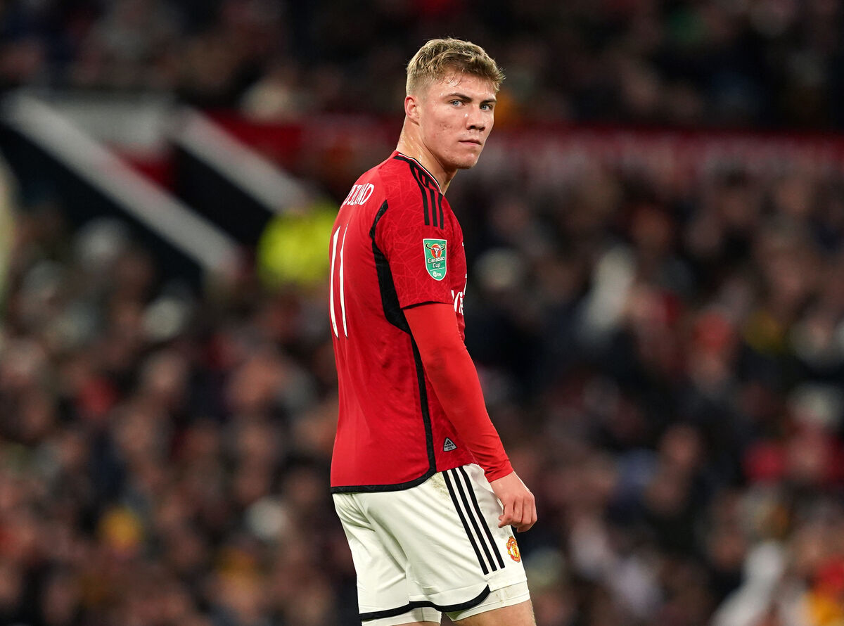 Manchester United's Rasmus Hojlund during the Carabao Cup fourth round match at Old Trafford, Manchester.