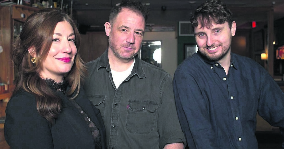 Mick with his wife and producer of The Smuggler, Jessica M. DeLucia, and Conor Bagley, the Irish-American director of the play
