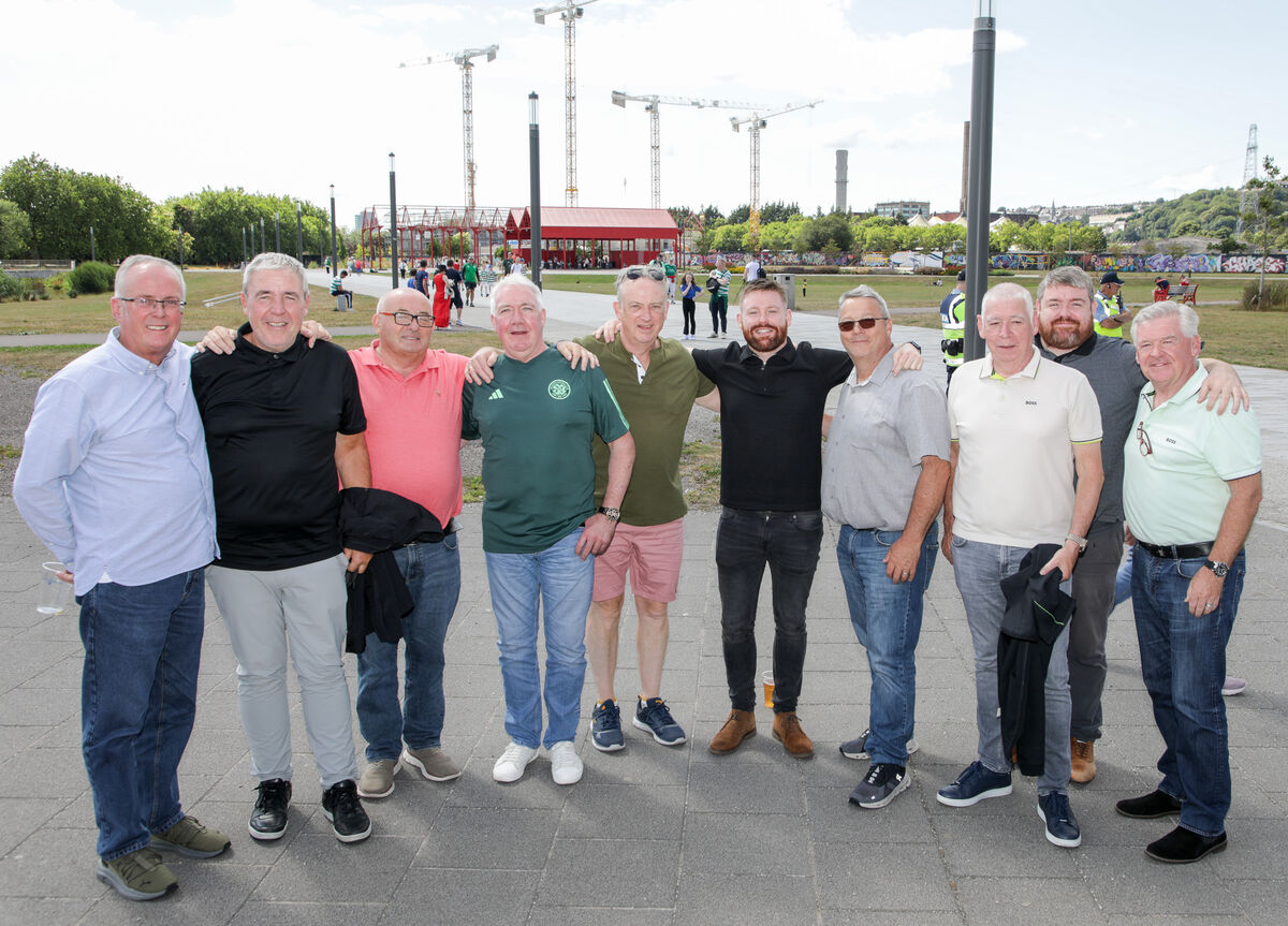 A group of friends from Boston, London and Cork at the Cork Super Cup game. Picture: David Creedon
