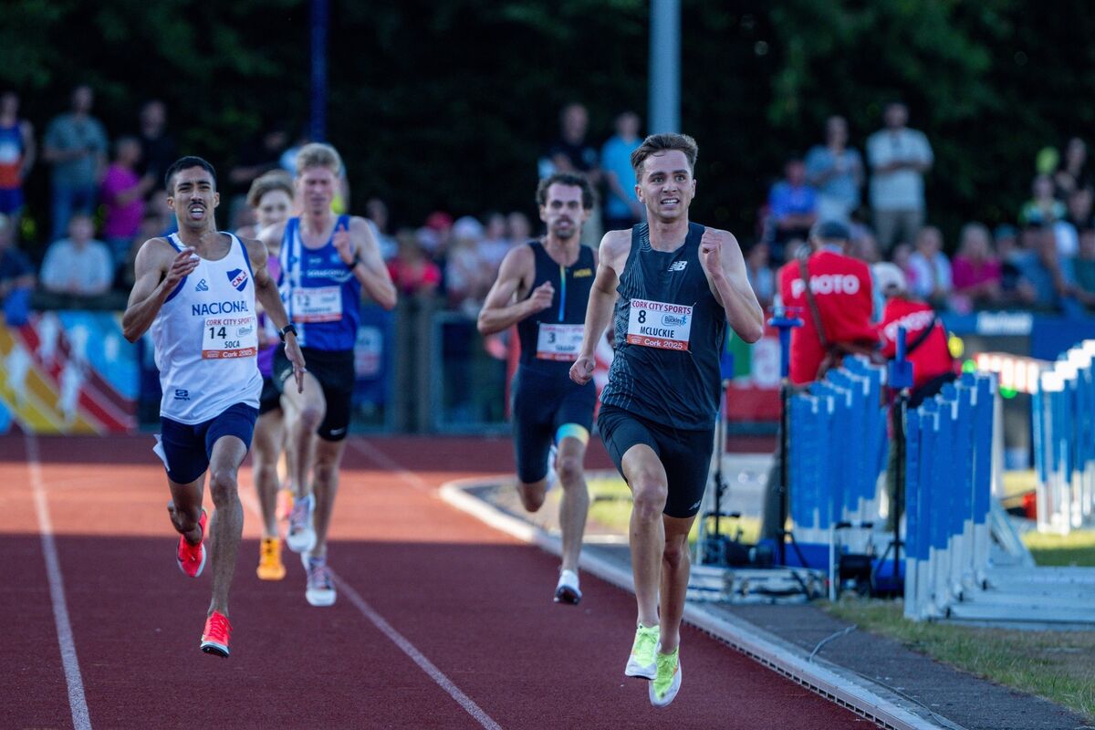 Henry McLuckie of Great Britain sets a meet record as he powers to the finish line in the John Buckley Sports 3000 metres men’s final. Picture Chani Anderson. Henry McLuckie of Great Britain sets a meet record as he powers to the finish line in the John Buckley Sports 3000 metres men’s final. Picture Chani Anderson.
