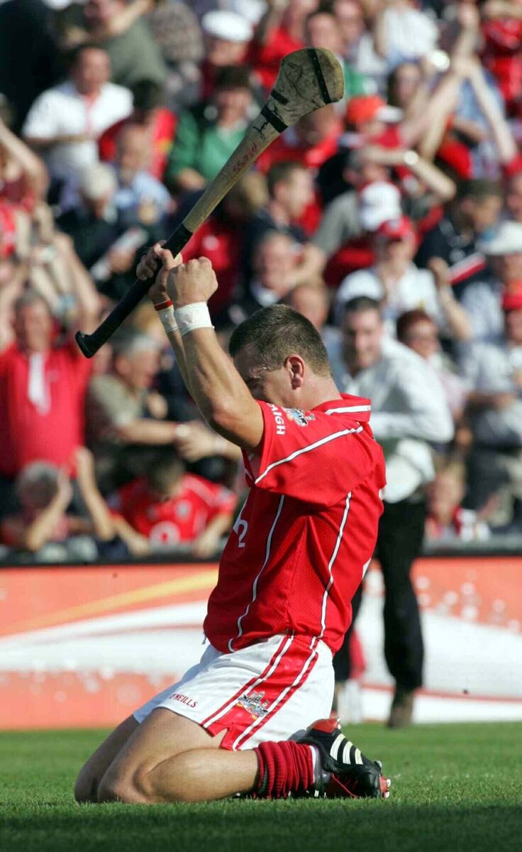 Diarmuid ‘The Rock’ O’Sullivan celebrates at the final whistle of the 2005 All-Ireland final. Picture. INHPO/Lorraine O'Sullivan.