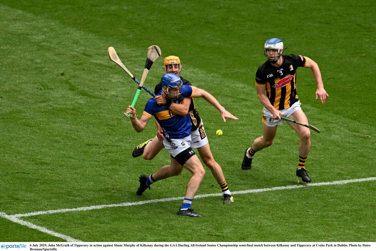 John McGrath of Tipperary in action against Shane Murphy of Kilkenny. Picture: Daire Brennan/Sportsfile