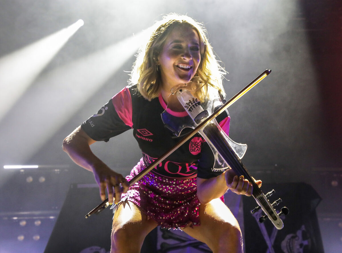 Nicole Lonergan playing with Dec Pierce during the Block Rocking Beats concert at Live at the Marquee. 