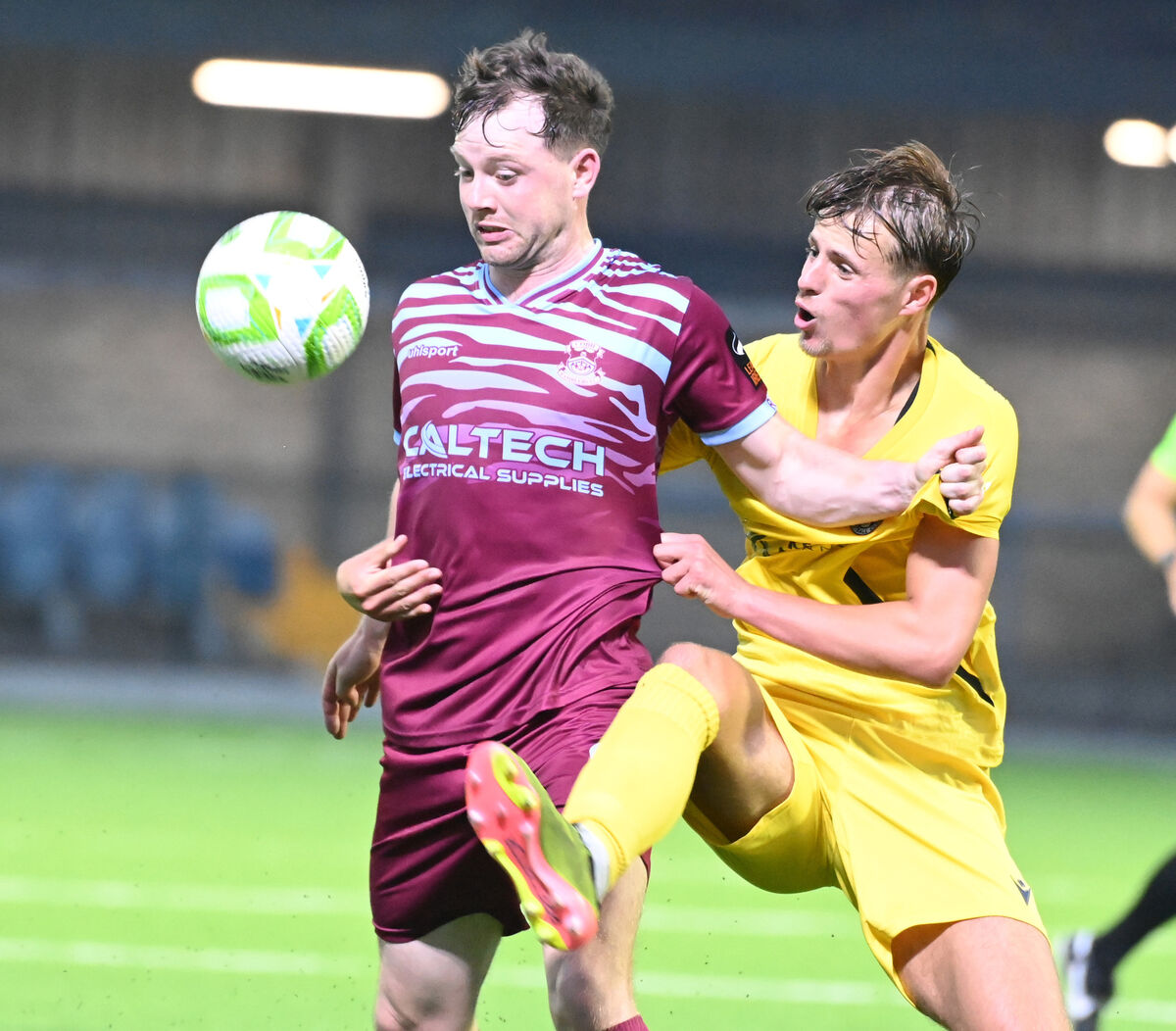 Cobh Ramblers' Cian Murphy is tackled by Kerry's Niall Brookwell. Picture: Eddie O'Hare