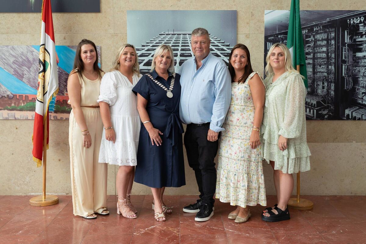 Independent Councillor Mary Linehan Foley with her daughters and husband. Pictured from left to right are Shauna, Gemma, Mayor Linehan Foley, her husband John, Dainia and Clara.