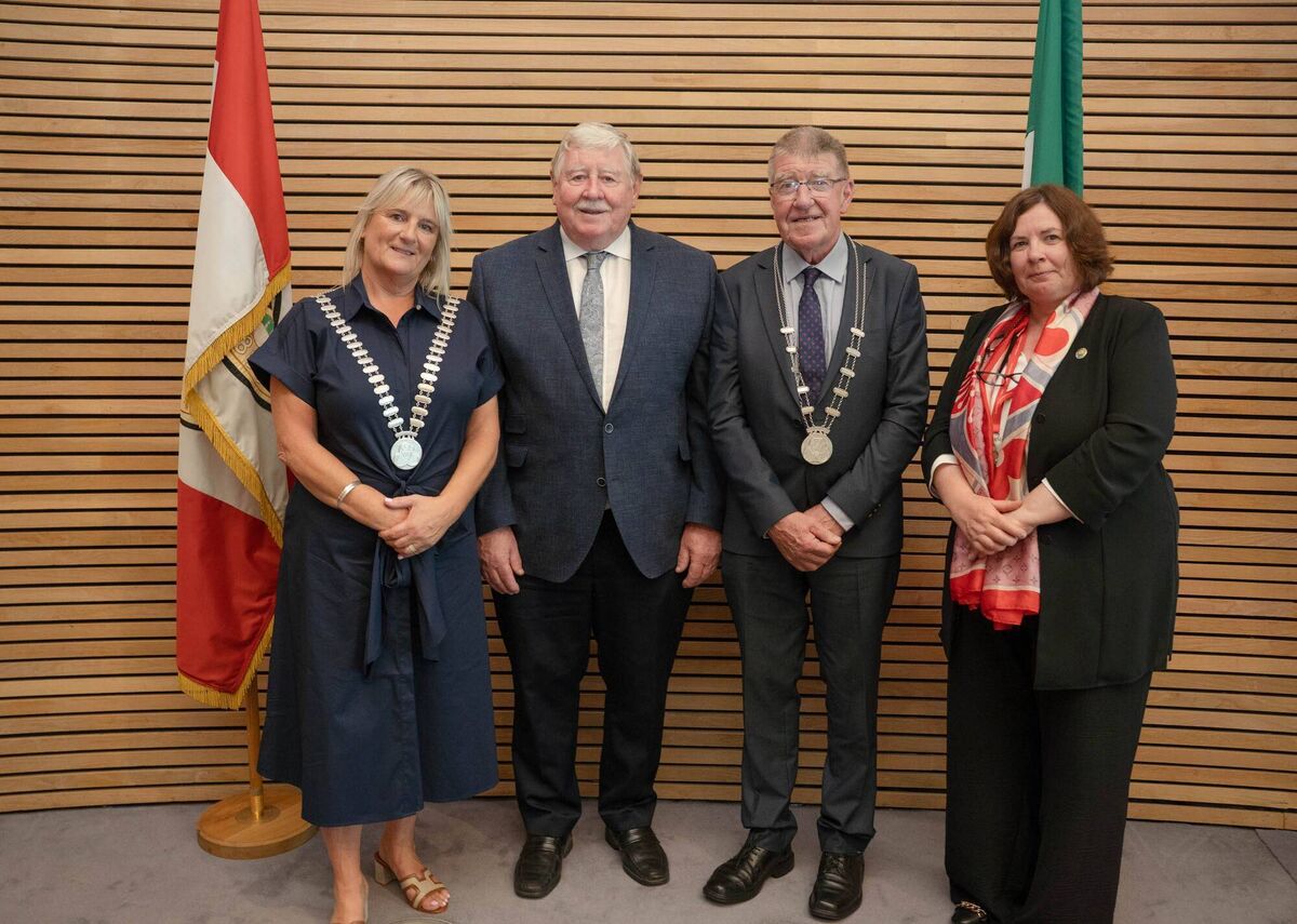 Mayor of the County of Cork, Councillor Mary Linehan Foley pictured with Fianna Fáil Councillor Ian Doyle, who was elected as Deputy Mayor of the County of Cork, outgoing Deputy Mayor Councillor Martin Coughlan and Chief Executive of Cork County Council, Moira Murrell.