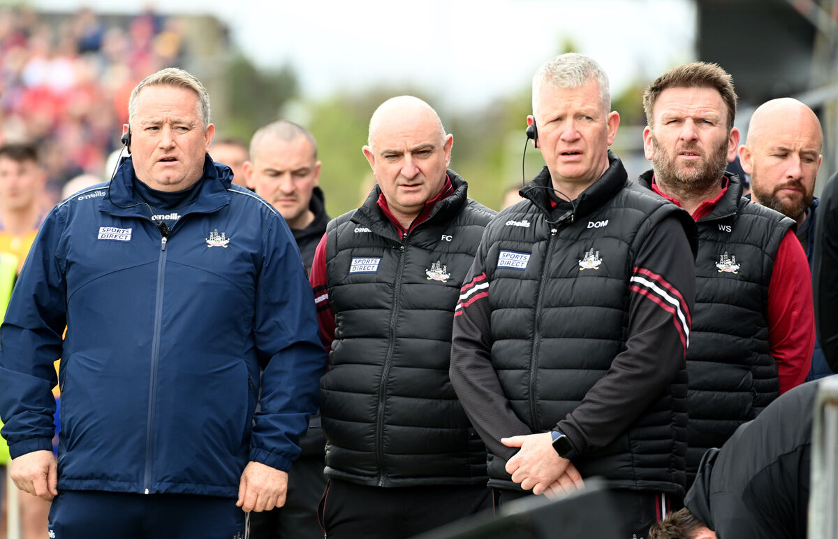 Cork manager Pat Ryan with selectors Fergal Condon, Donal O'Mahony and Wayne Sherlock prior to the Munster SHC game against Clare at Zimmer Biomet Páirc Chíosóg in April. Picture: Eddie O'Hare