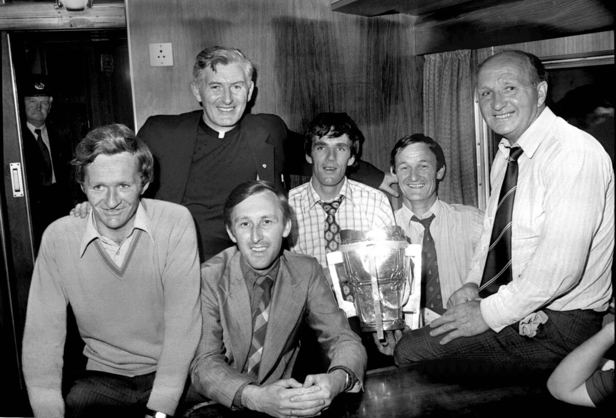 Fr Bertie Troy (back) with Frank Murphy, Ray Cummins, Jimmy Brohan and Christy Ring as Cork arrived home following the 1976 All-Ireland SHC final win over Wexford. Fr Bertie Troy (back) with Frank Murphy, Ray Cummins, Jimmy Brohan and Christy Ring as Cork arrived home following the 1976 All-Ireland SHC final win over Wexford.