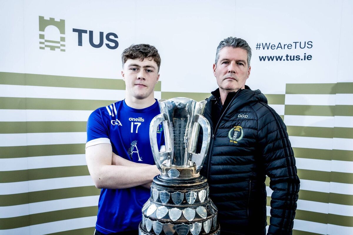 Nenagh CBS Captain Darragh McCarthy and Manager Donach O'Donnell at the TUS Dr. Harty Cup Final 2024 launch with Ard Scoil Ris and Nenagh CBS contesting the Final next Saturday in Cussack Park, Ennis. Picture: Keith Wiseman