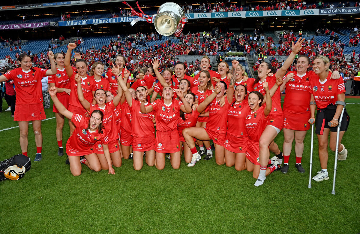 Cork players celebrate after defeating Galway in the 2024 All-Ireland senior camogie final at Croke Park. Picture: Eddie O’Hare
Cork players celebrate after defeating Galway in the 2024 All-Ireland senior camogie final at Croke Park. Picture: Eddie O’Hare