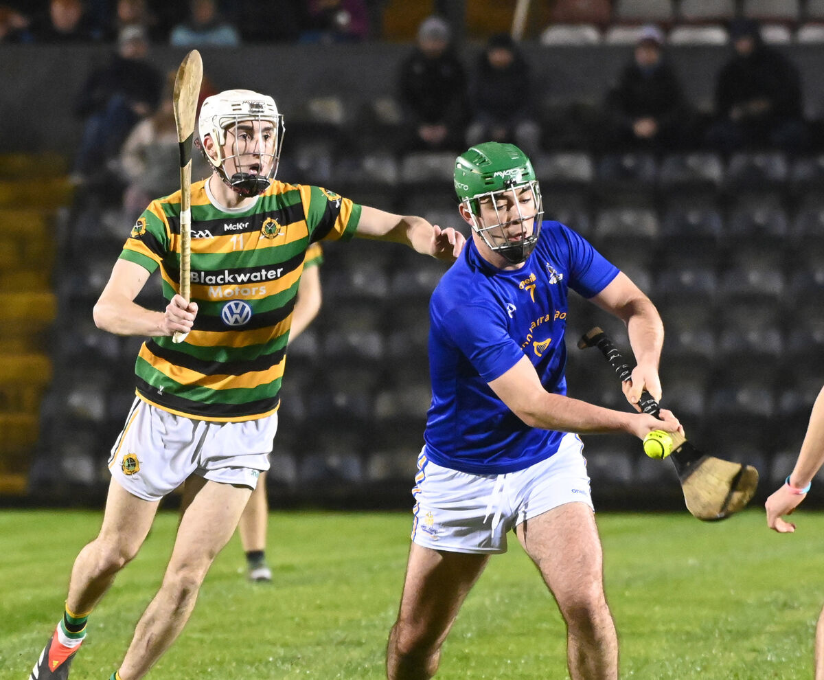 St Finbarr's Adam Buckley wins the sliotar from Glen Rovers' Eoin O'Leary. Picture: Eddie O'Hare