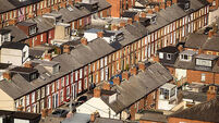 Aerial drone view of Dublin houses