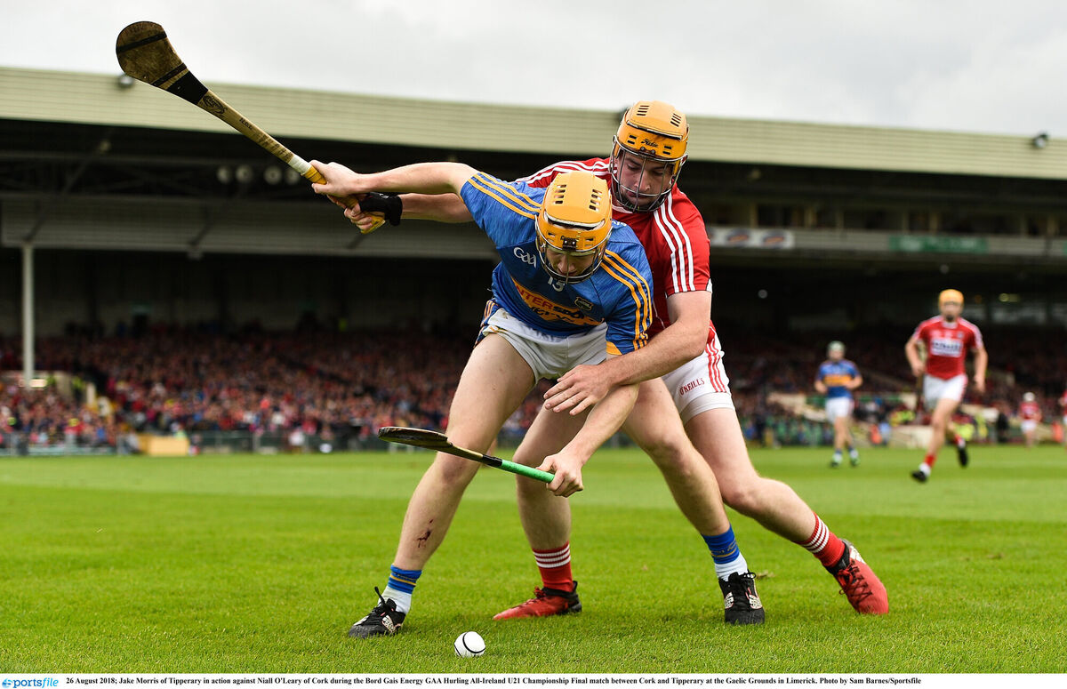 FAMILIAR FOES: Jake Morris of Tipperary in action against Niall O'Leary in the 2018 U21 final. Picture: Sam Barnes/Sportsfile FAMILIAR FOES: Jake Morris of Tipperary in action against Niall O'Leary in the 2018 U21 final. Picture: Sam Barnes/Sportsfile