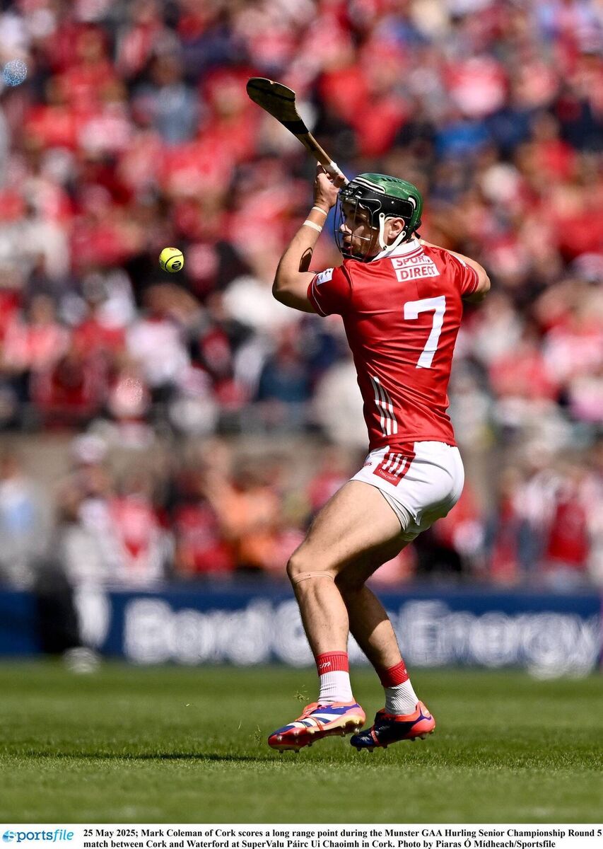 Mark Coleman of Cork scores a long-range point. Picture: Piaras Ó Mídheach/Sportsfile