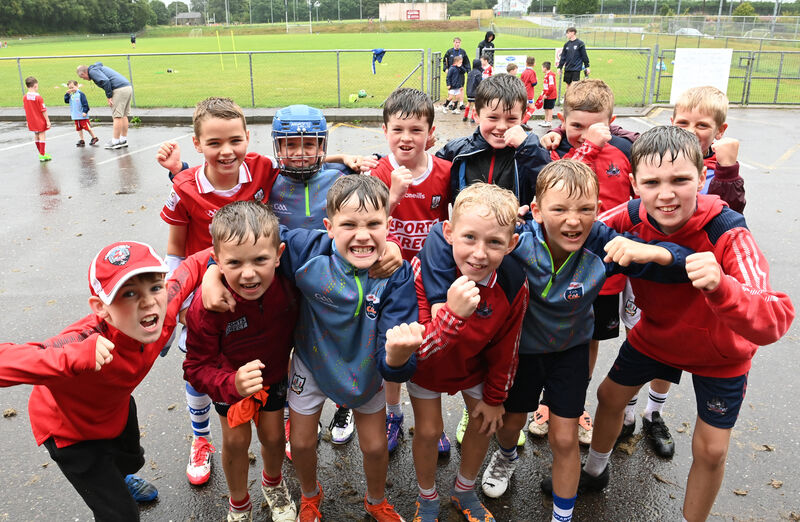  Boys at the Kellogg's Cúl camp at Inniscarra GAA Club wearing red as they get behind the Cork Senior Hurling team ahead of the All-Hurling final on Sunday. Picture Larry Cummins