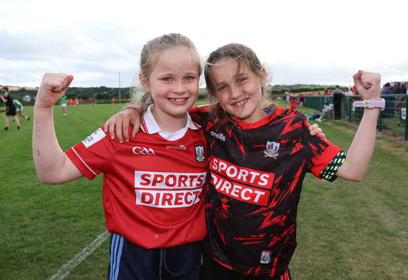  Sadie Wedel and Lucy Harrington at Fr. O'Neills Gaa club ahead of the 2025 All Ireland Senior Hurling Final. Picture: Jim Coughlan.