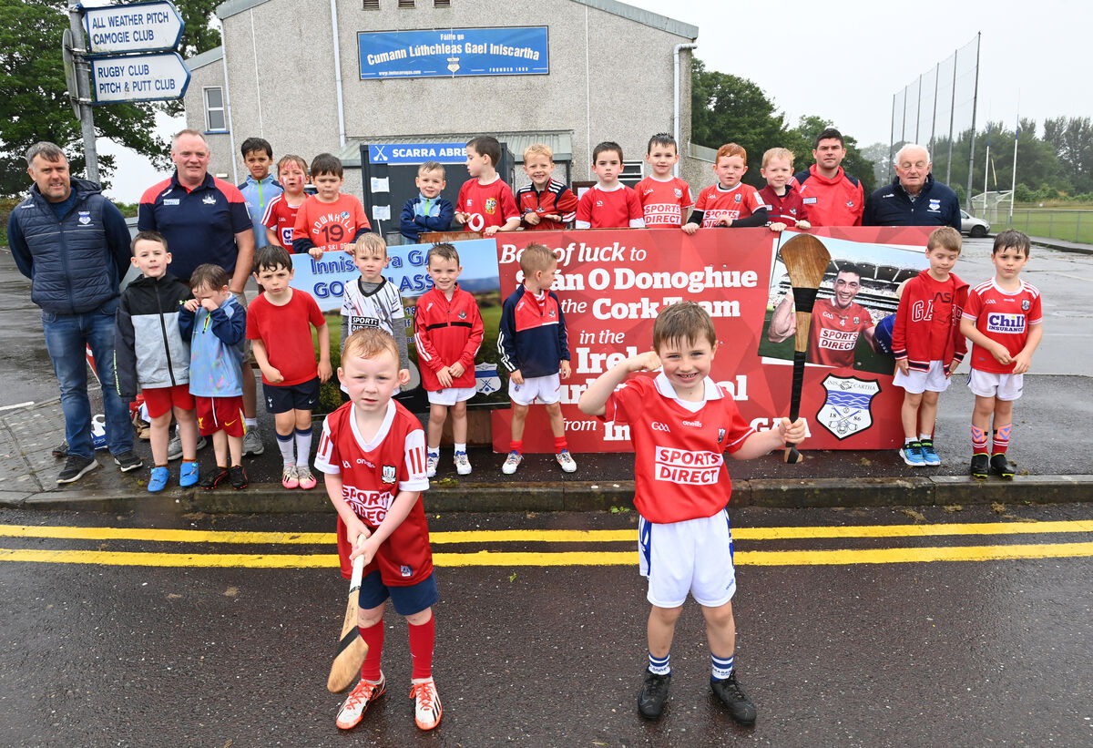 Boys get behind Cork player Sean O'Donoghue and the team at the Kellogg's Cúl camp at Inniscarra GAA Club. Picture Larry Cummins Boys get behind Cork player Sean O'Donoghue and the team at the Kellogg's Cúl camp at Inniscarra GAA Club. Picture Larry Cummins