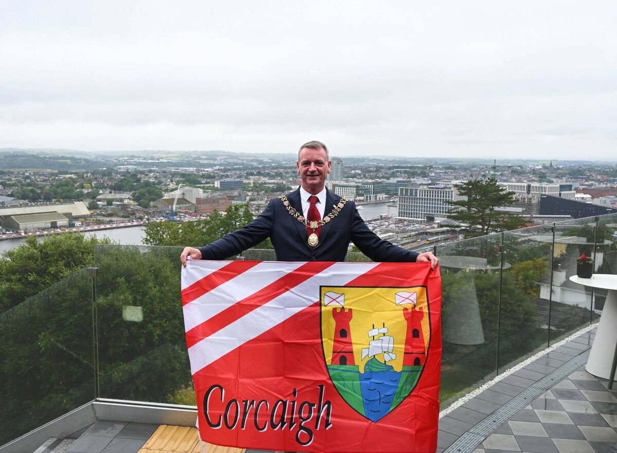 Lord Mayor of Cork Fergal Dennehy pictured at the Montenotte Hotel showing his support for the Cork Senior Hurling Team. Pic: Shane O'Sullivan - Cork City Council. Lord Mayor of Cork Fergal Dennehy pictured at the Montenotte Hotel showing his support for the Cork Senior Hurling Team. Pic: Shane O'Sullivan - Cork City Council.