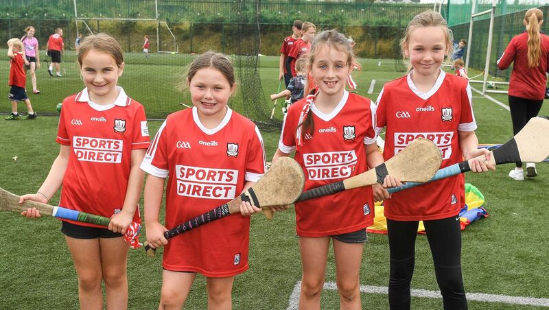  Grace Kelly, Ava Downey, Amelia Shinkwin and Emily Waters, showing their true colours at the St Vincent's GAA club cul camp. Picture: David Keane.