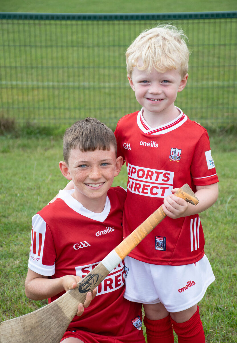 Brothers Jesse and Gabriel O'Sullivan sporting Cork Colours at the St Finbarr's GAA Club Street Leagues. Picture: Howard Crowdy
