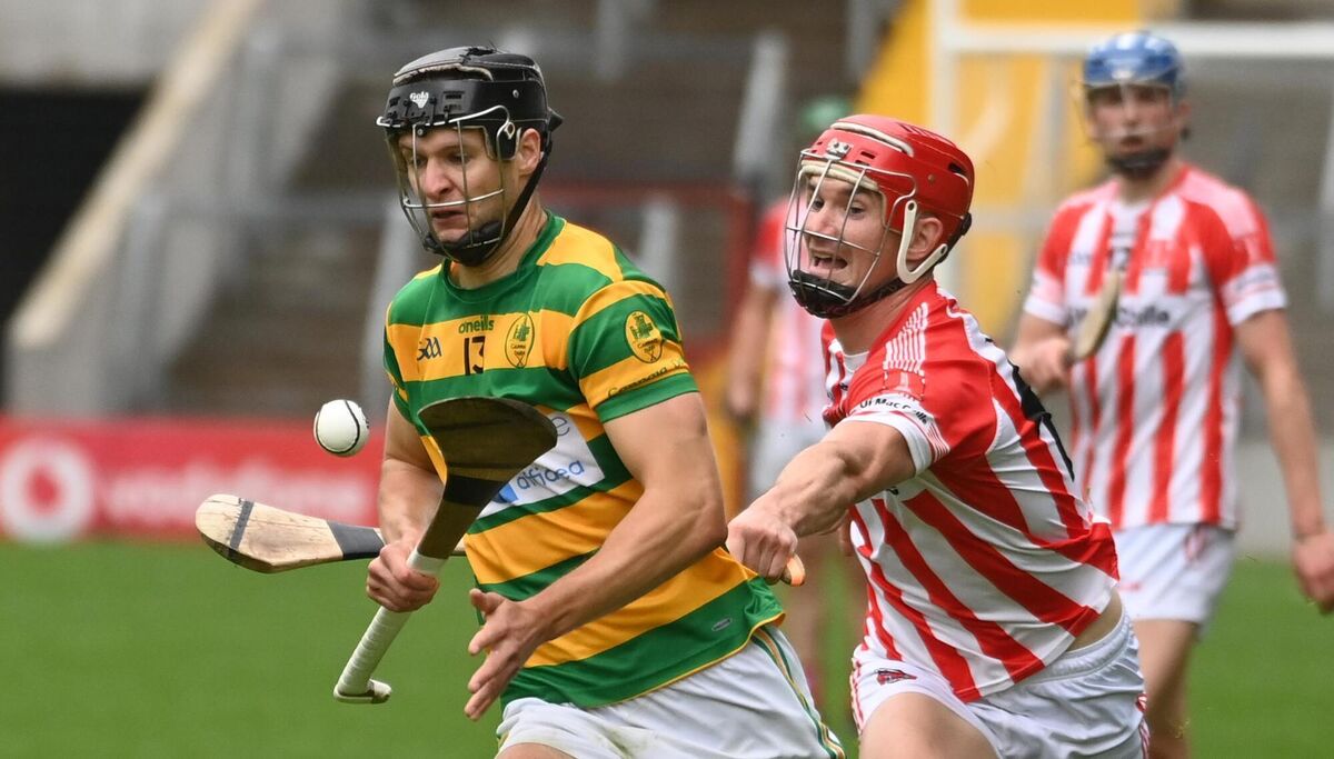 Blackrock's Tadhg Deasy is tackled by Imokilly's Barry Lawton during the Co-Op Superstores Cork premier SHC quarter final at Pairc Ui Chaoimh in 2022. Picture; Eddie O'Hare