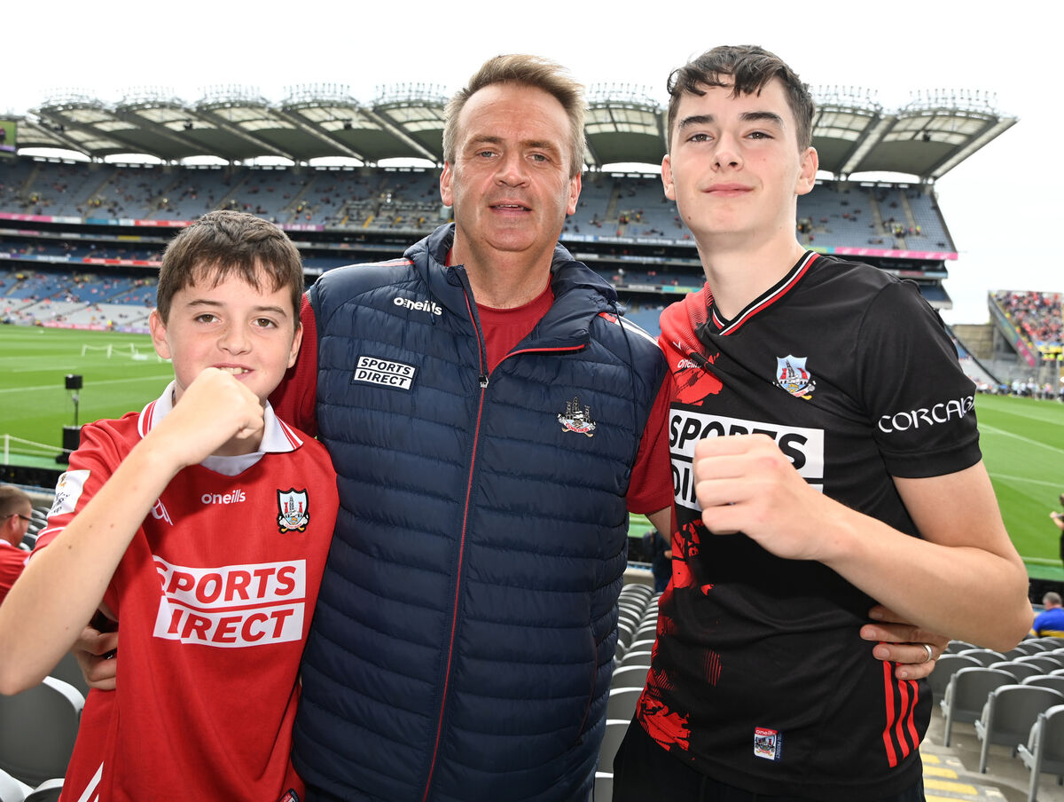 Cork fans John O'Donovan and his sons Hugh and Rory from Mallow at the All-Ireland SHC final against Tipperary at Croke Park. Picture: Eddie O'Hare Cork fans John O'Donovan and his sons Hugh and Rory from Mallow at the All-Ireland SHC final against Tipperary at Croke Park. Picture: Eddie O'Hare