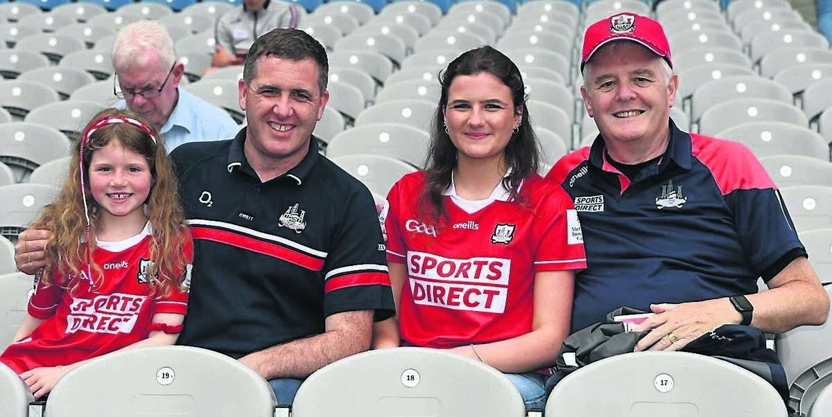 Cork fans Sadie, Sean, Ella and John Minihane at the All-Ireland SHC final against Tipperary at Croke park. Picture: Eddie O'Hare