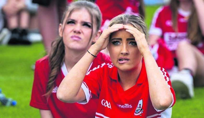 Distraught faces in the crowd at the Rebel Fan Zone in Páirc Uí Chaoimh as Tipperary claim a historic and decisive victory over Cork in the All-Ireland Final. picture Chani Anderson