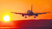 Airplane airport aviation sun sunset vacation holidays travel traveling plane aircraft travelling