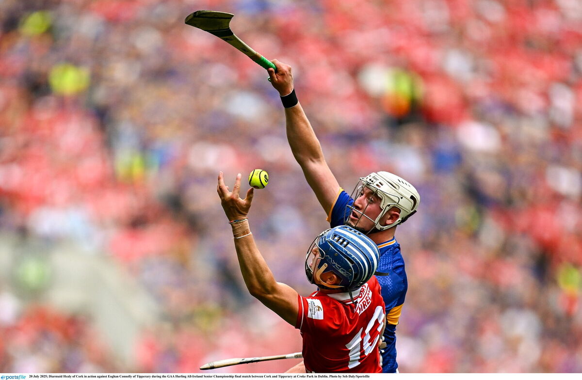 Diarmuid Healy of Cork in action against Eoghan Connolly of Tipperary. Picture: by Seb Daly/Sportsfile Diarmuid Healy of Cork in action against Eoghan Connolly of Tipperary. Picture: by Seb Daly/Sportsfile