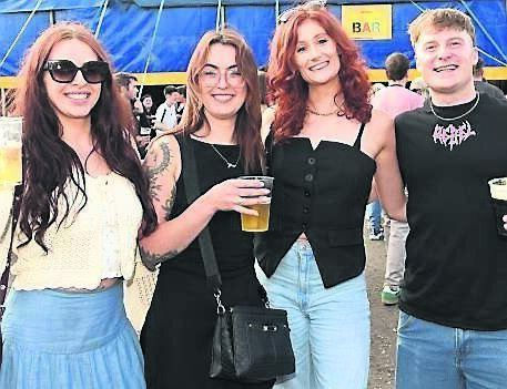 Avril Creedon, Ballincollig, Jess Daly, Ovens, Niamh Collins, Tipperary, and Aidan O’Donovan, Ballincollig, at The Mary Wallopers gig at Live at the Marquee.	Picture: Larry Cummins
                    