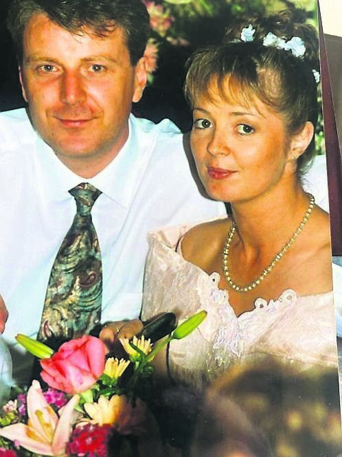 Jane Prevot with her husband JJ on their wedding day
