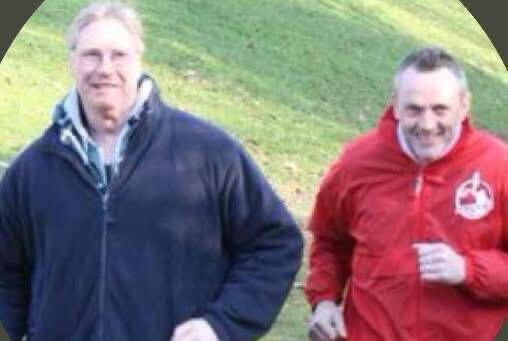 The late Peter Lyall with Paul Flemming doing a charity run in Blackrock in memory of one of his players Eebie Underwood.